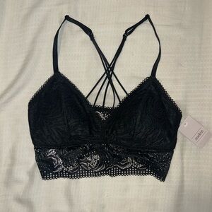 Auden Elegant Black Strappy Lace Bralette